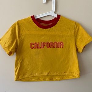 California Cropped Yellow Graphic T Shirt Vintage
